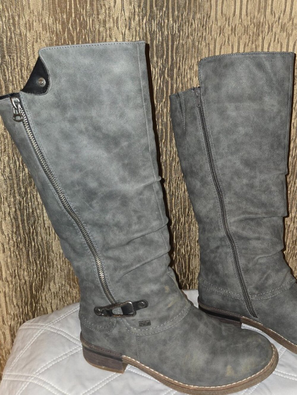 Rieker Gray, Leather, Calf High Boots